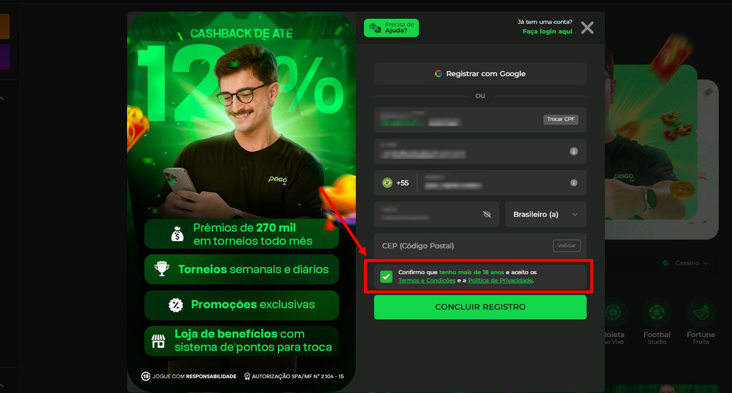 pagolbet cadastro passo 5